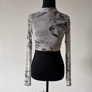 Baddieville Womens Fairy Grunge Y2K Sheer Mesh Top Size Small Edgy Rocker Punk